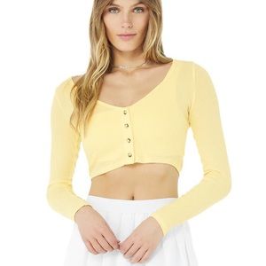 Ribbed Cropped Whisper Cardigan- Buttercup